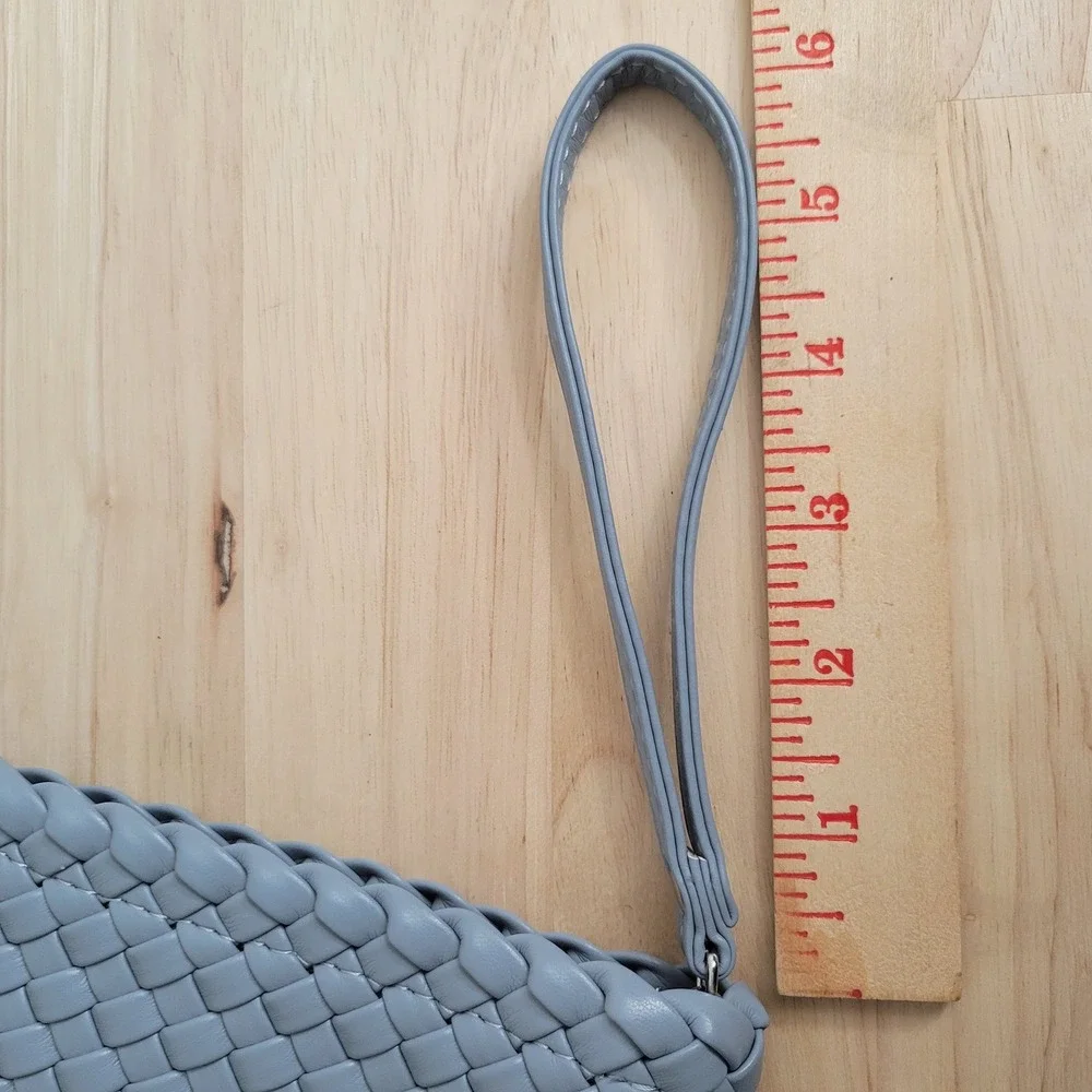 Rachel Zoe Gray Woven Textured Faux Leather Wristlet Clutch Bag‎